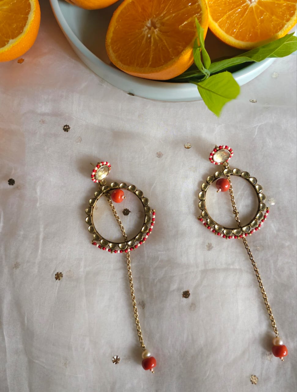 Coral blush hoop earrings