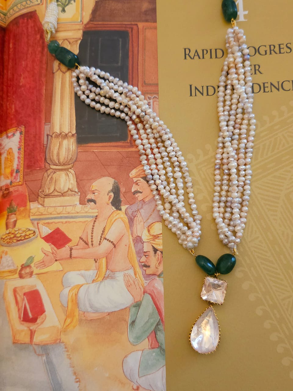 Pear moissanite pearl necklace set