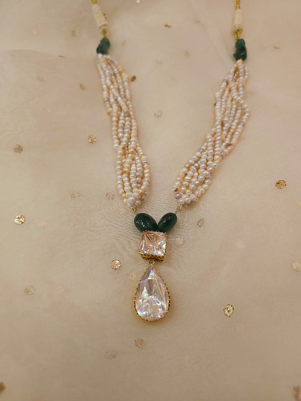 Pear moissanite pearl necklace set