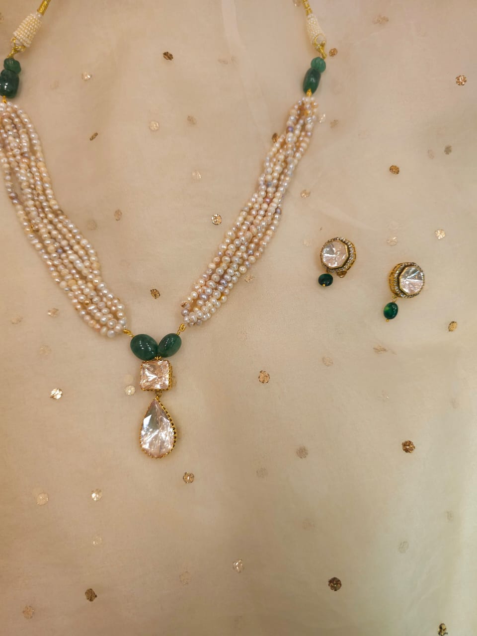 Pear moissanite pearl necklace set