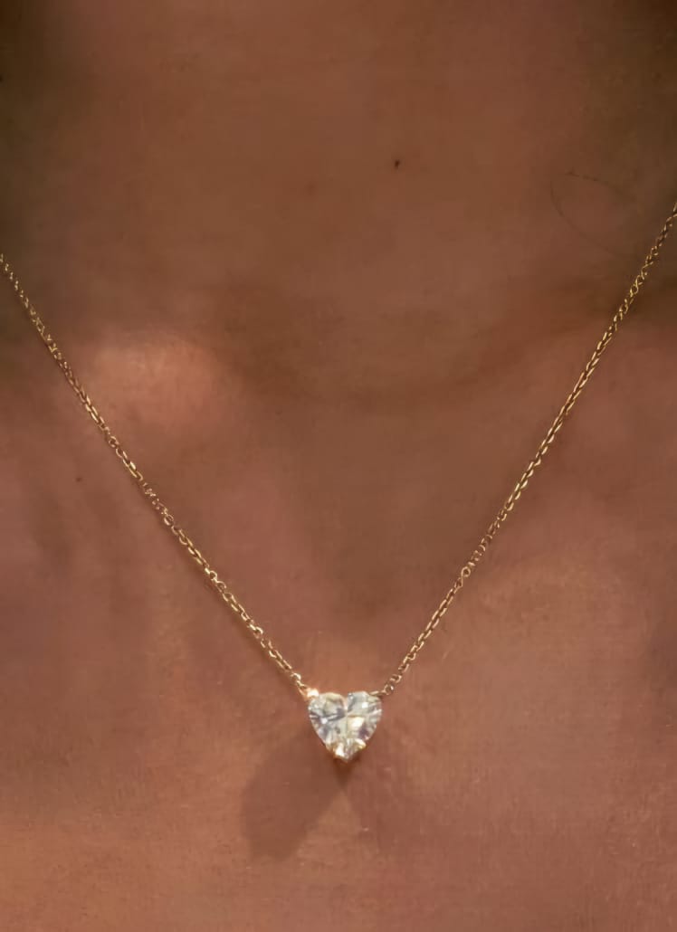 Three carat moissanite heart necklace