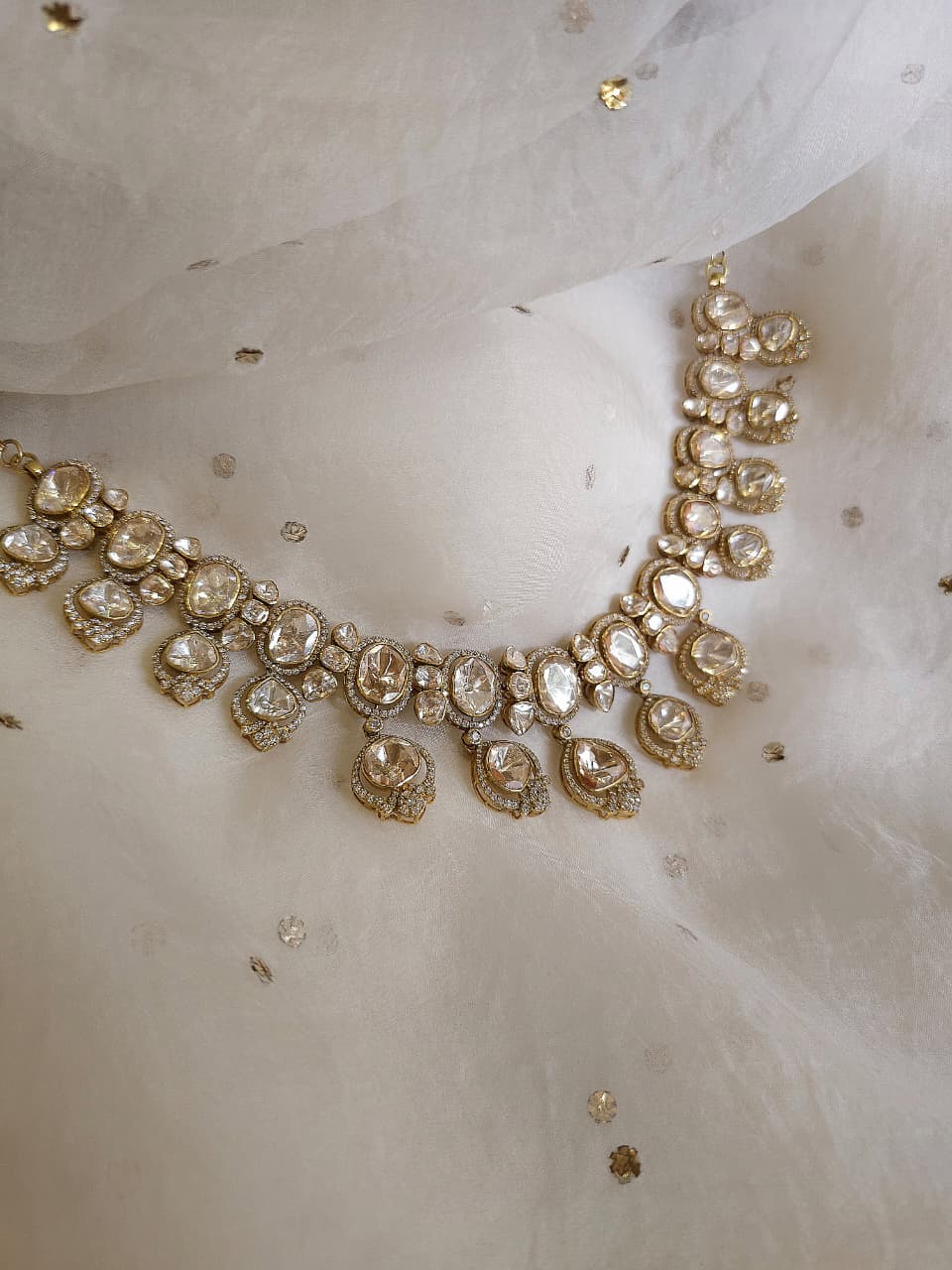 Antique moissanite silver necklace