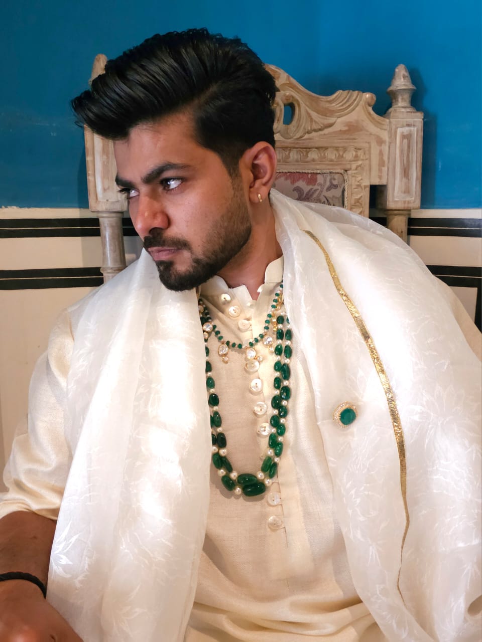 Sawai polki silver necklace