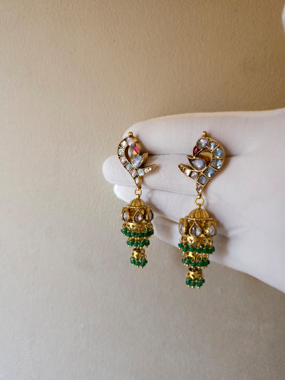 Pepper queen green jhumkas