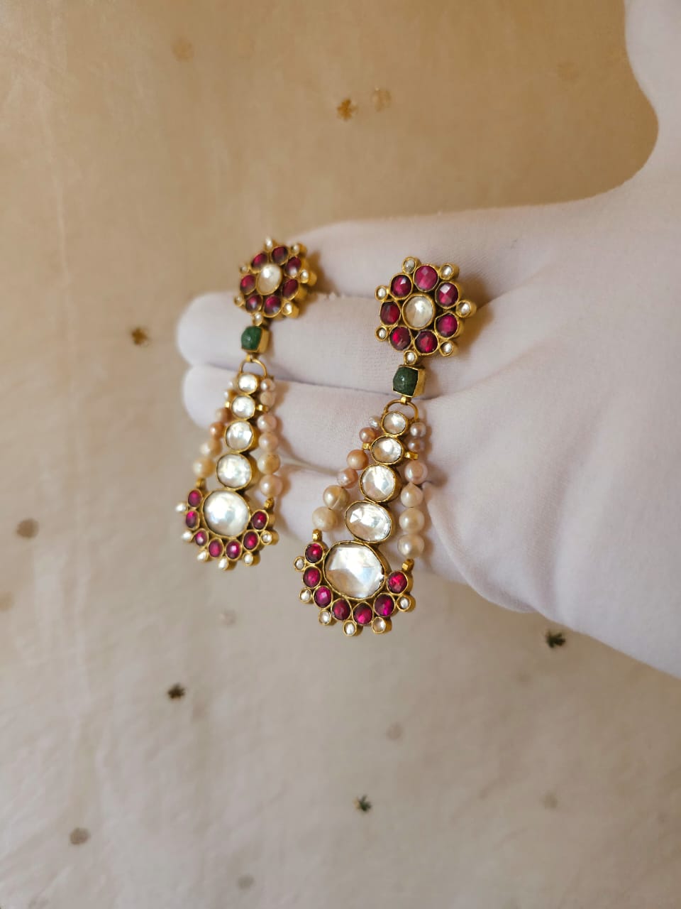 Swarna shranga rhodolite earrings