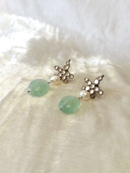 Chalcedony and pearl earrings