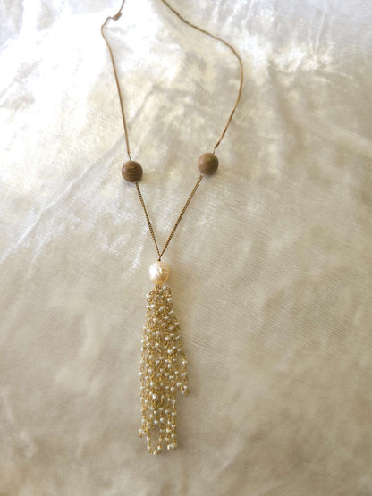 Pearl tassel unisex chain necklace