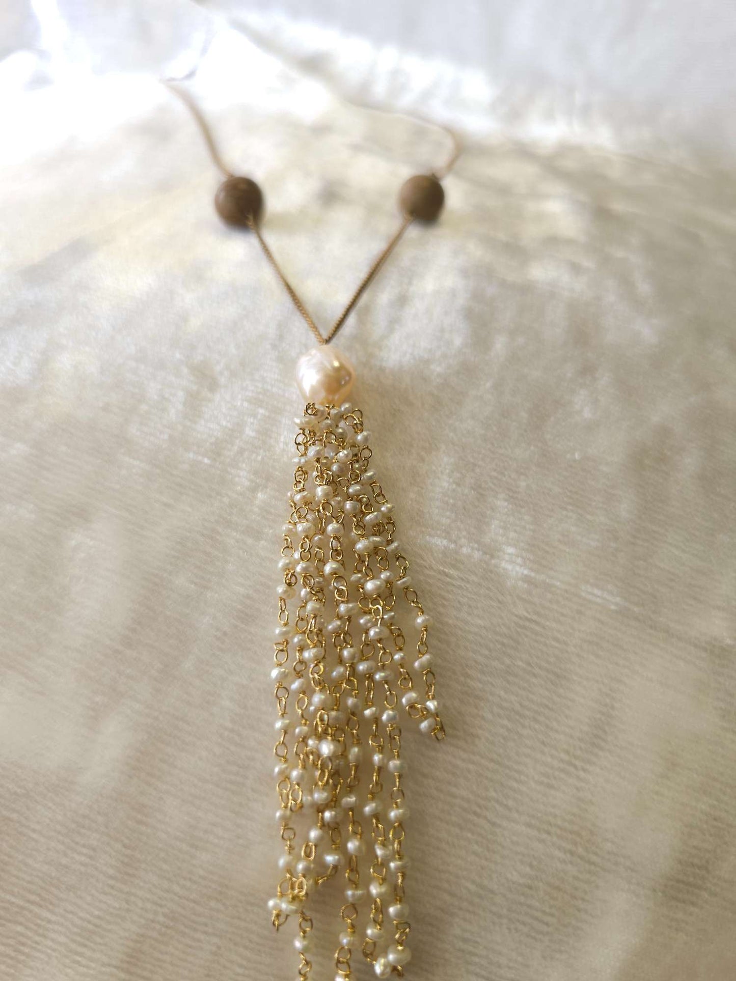 Pearl tassel unisex chain necklace