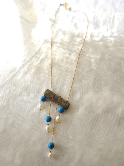 Turquoise libran bone unisex necklace