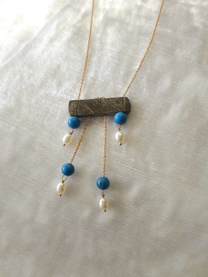 Turquoise libran bone unisex necklace