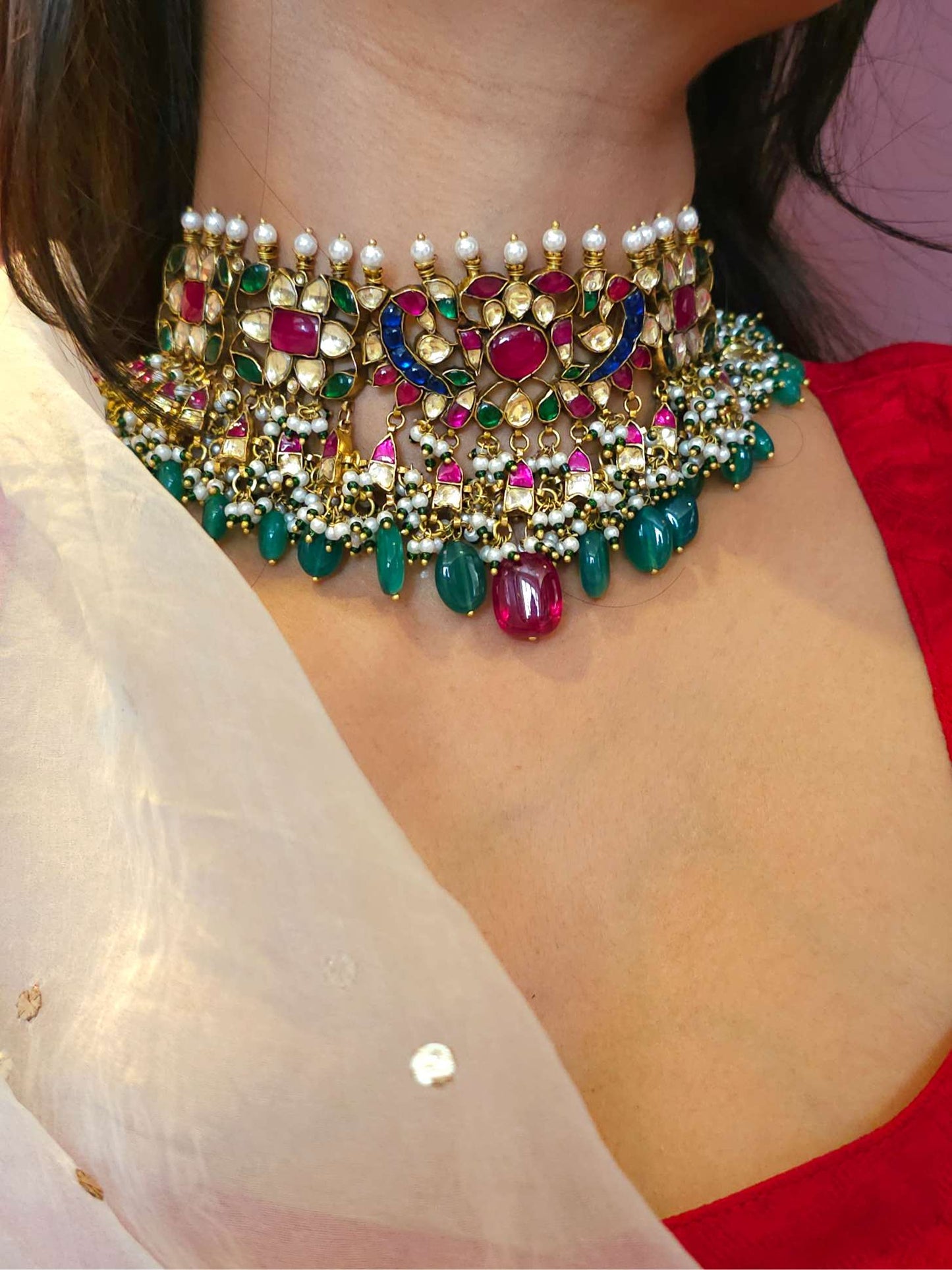 Harlequin vintage choker necklace