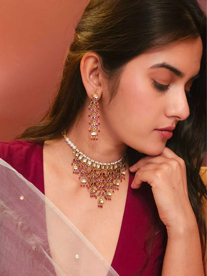 Belasagar rose necklace set