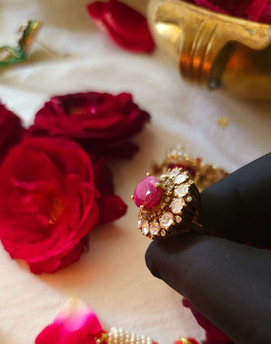 Chandra taal ruby silver ring