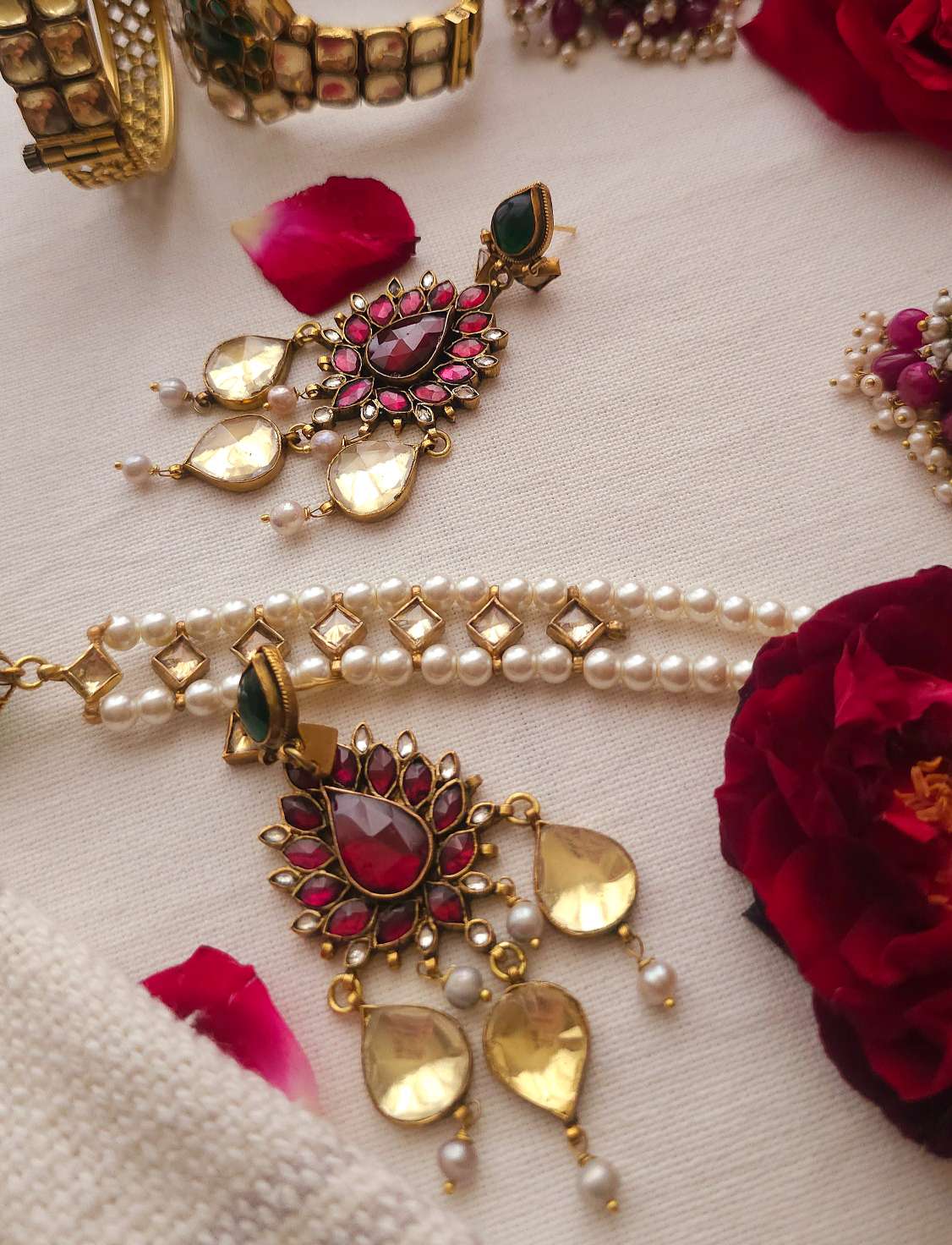 Rhodolite Indus chandelier earrings