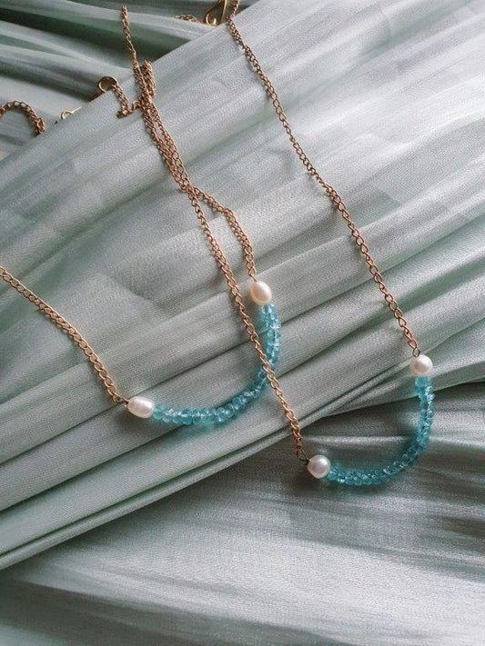 Blue topaz unisex chain necklace