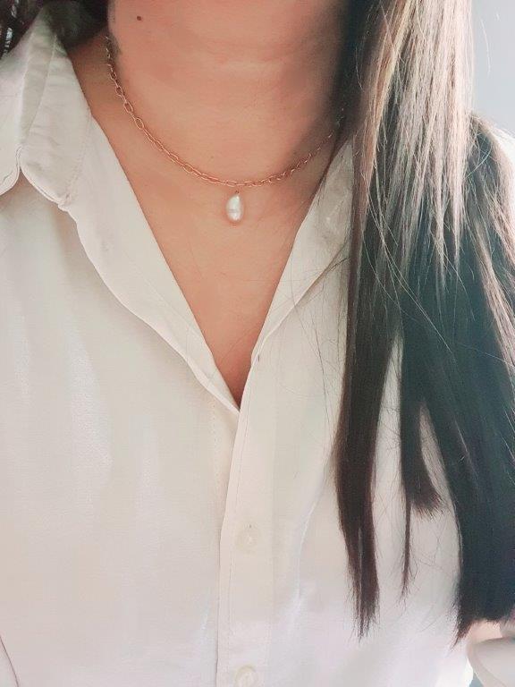 Baroque pearl chain necklace