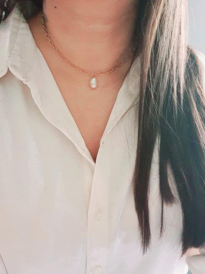 Baroque pearl chain necklace