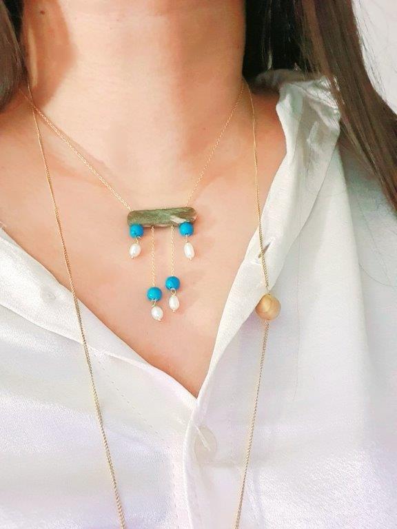 Turquoise libran bone unisex necklace