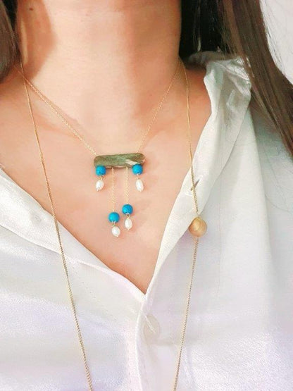 Turquoise libran bone unisex necklace