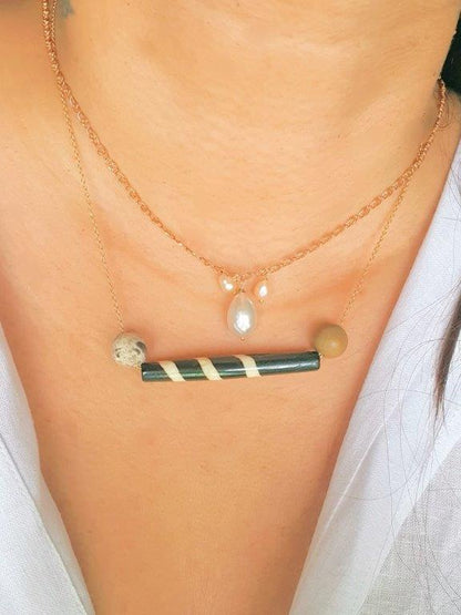 Bone pipe unisex chain necklace
