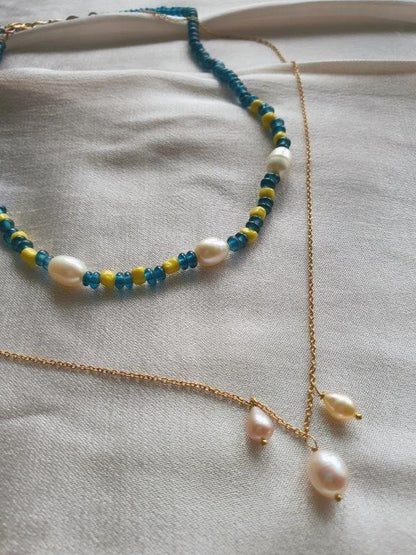 Blue beach pearl necklace