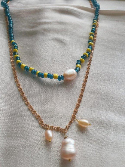 Blue beach pearl necklace 2