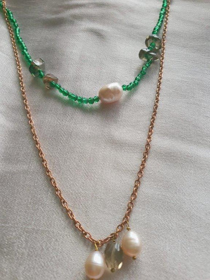 Green beach pearl necklace
