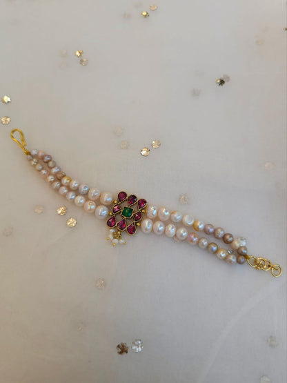Rhodolite banarasi pearl bracelet