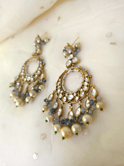 Kaala pani chandbali earrings