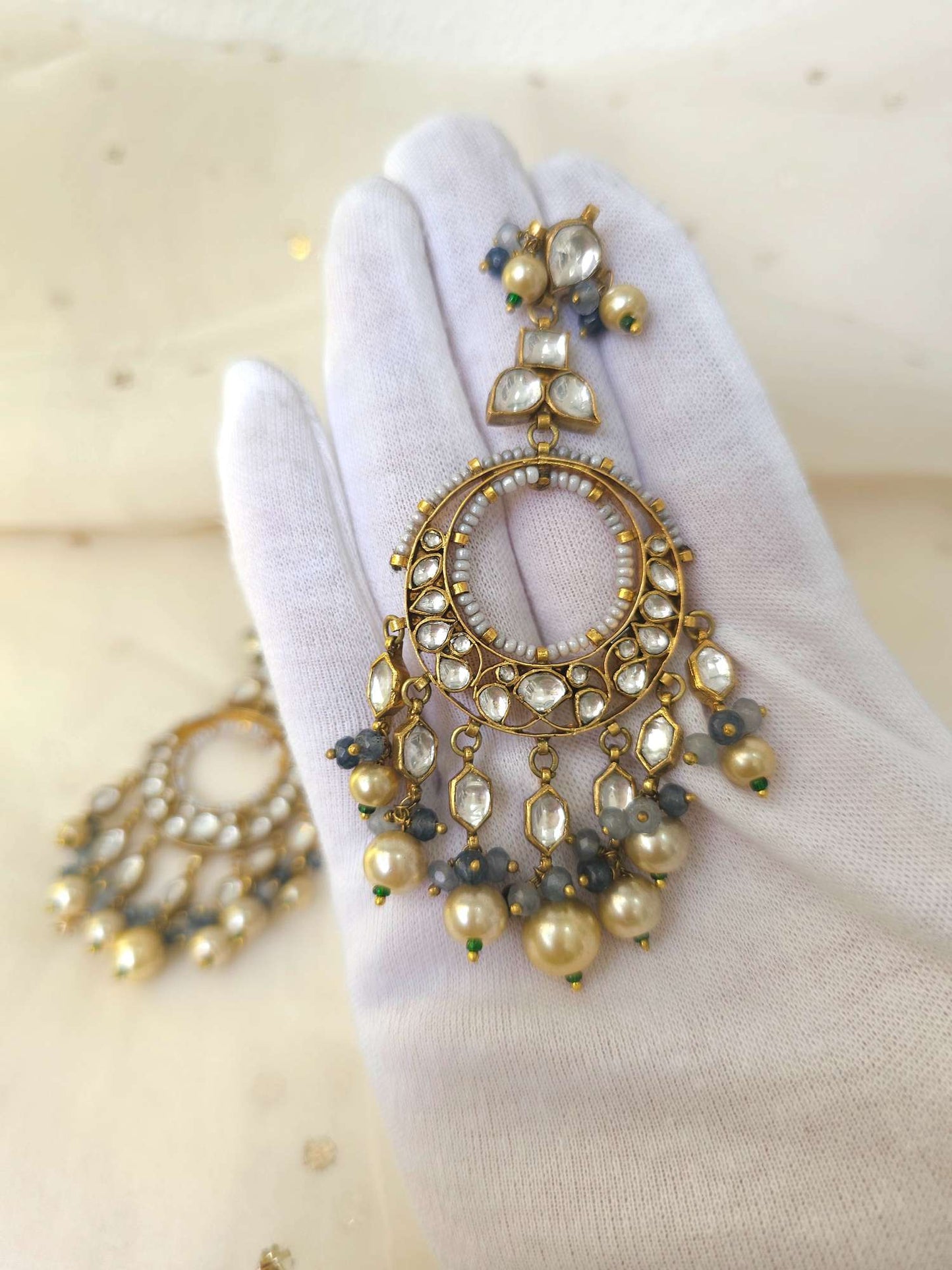 Kaala pani chandbali earrings