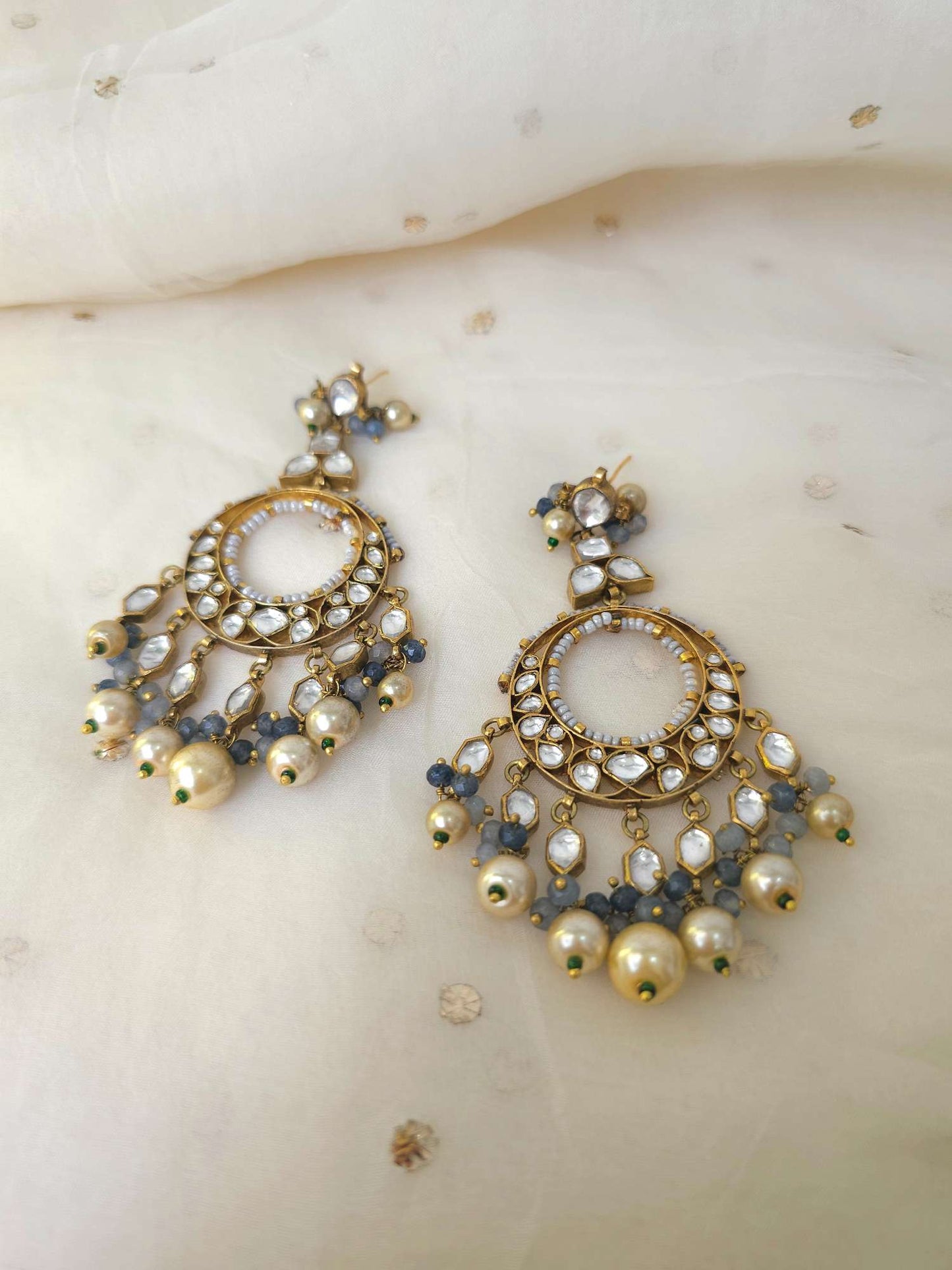 Kaala pani chandbali earrings