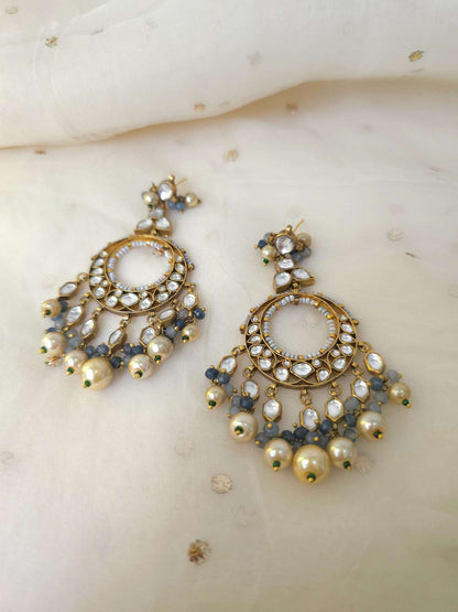 Kaala pani chandbali earrings