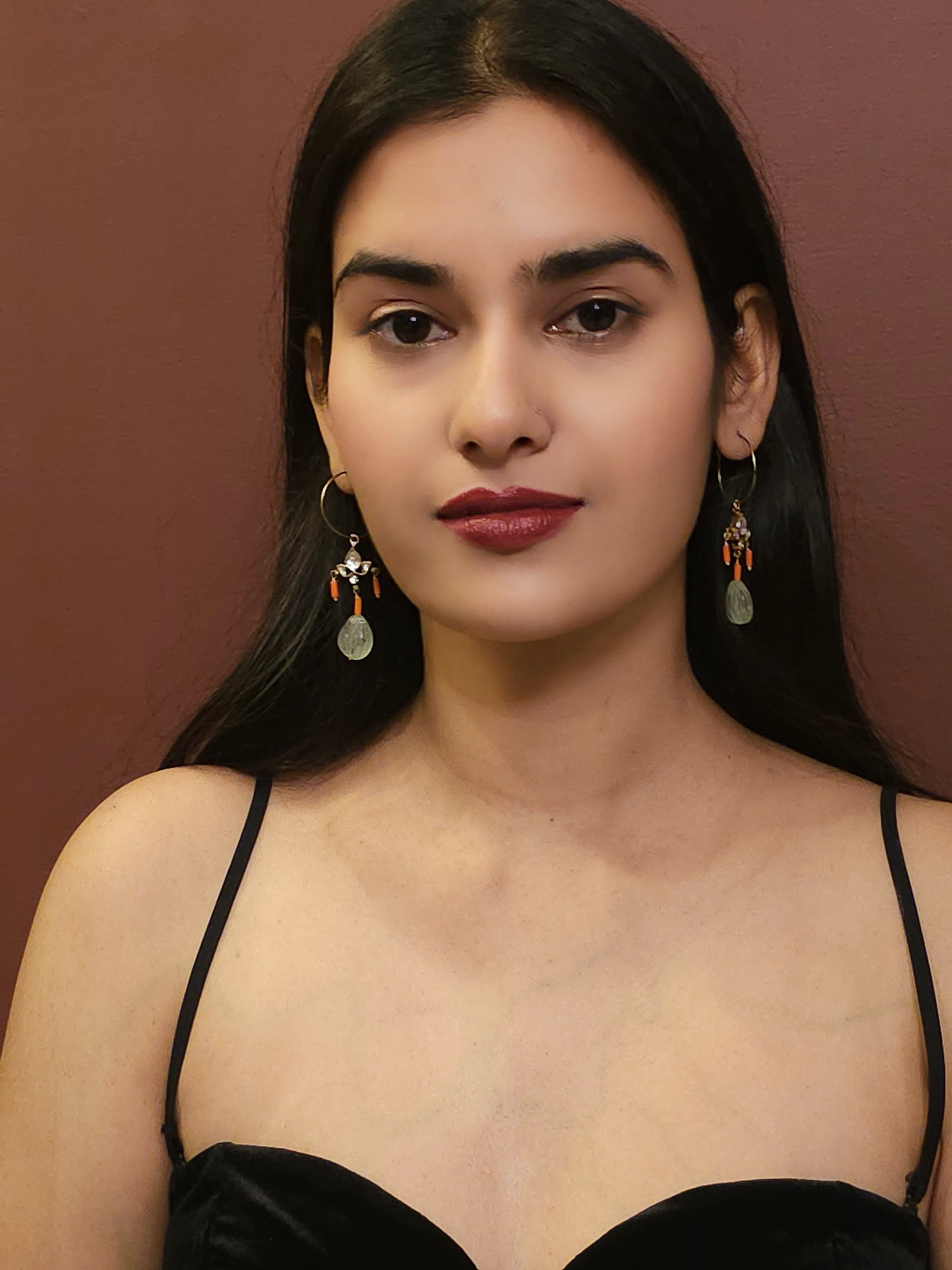 Aventurine hoop earrings - 1