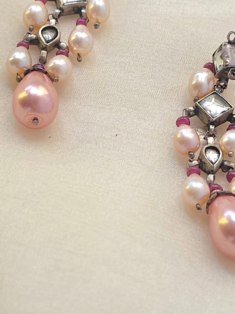 Pink pearl earrings