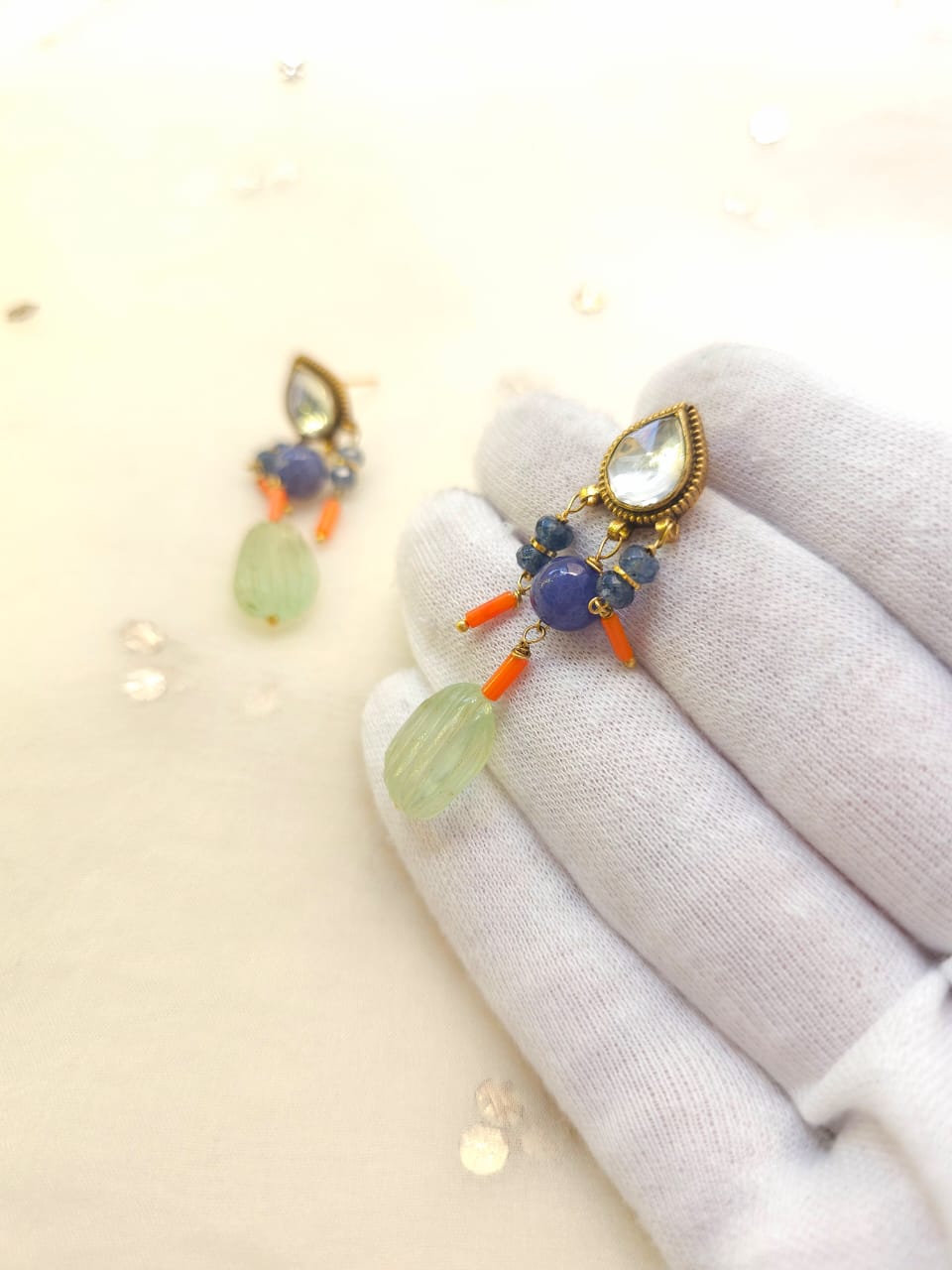 Aventurine coral earrings