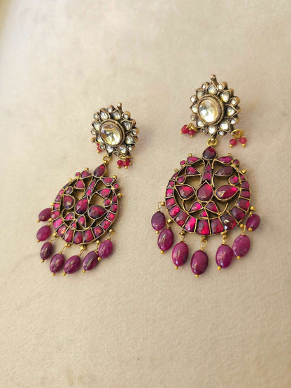 Rhodolite ruby miraval chandbali