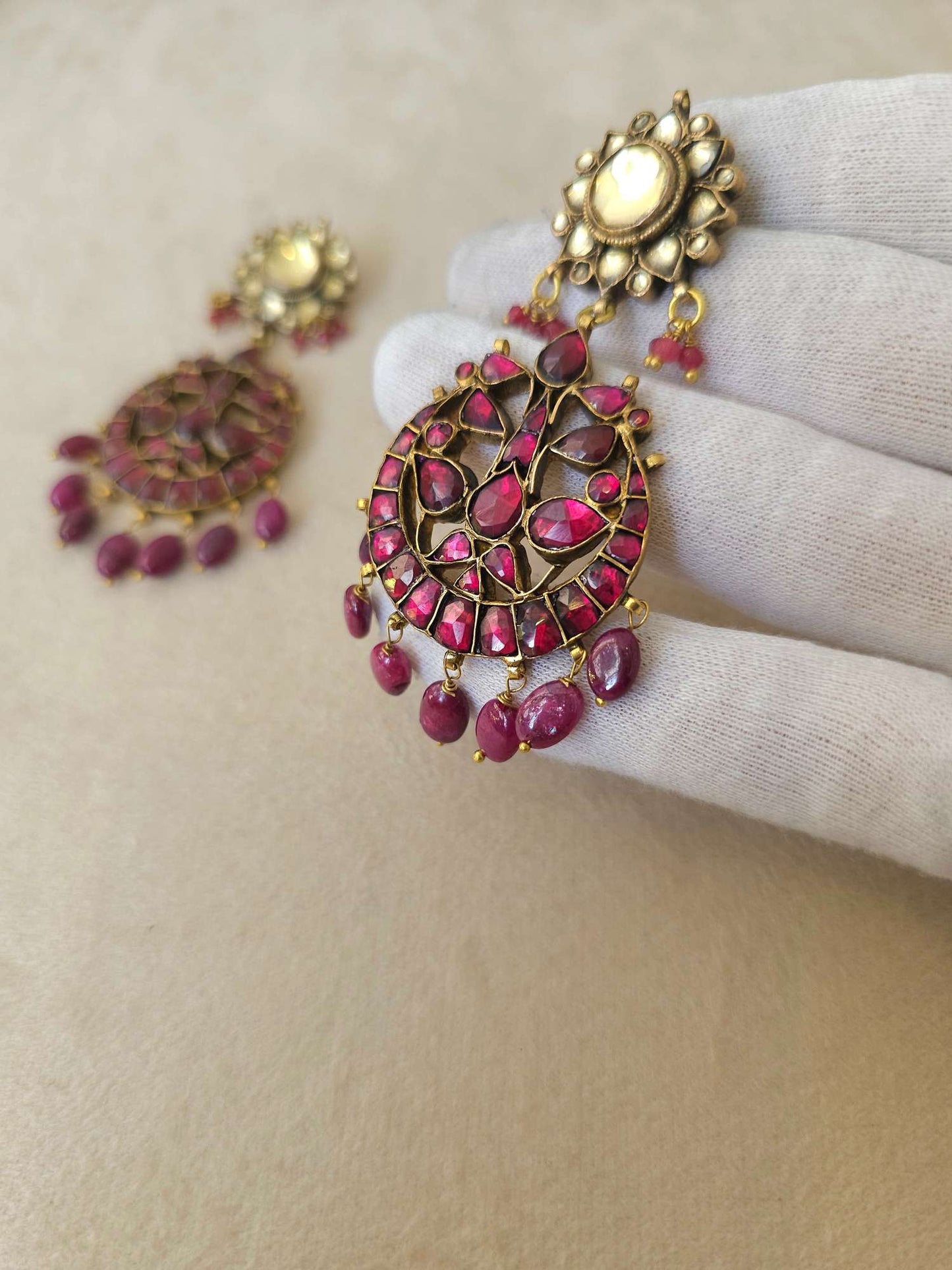 Rhodolite ruby miraval chandbali