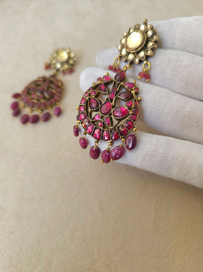 Rhodolite ruby miraval chandbali