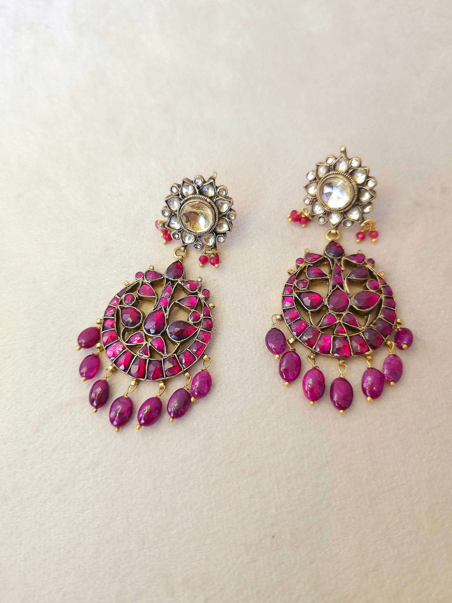 Rhodolite ruby miraval chandbali
