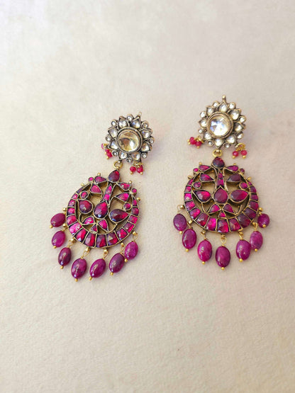 Rhodolite ruby miraval chandbali