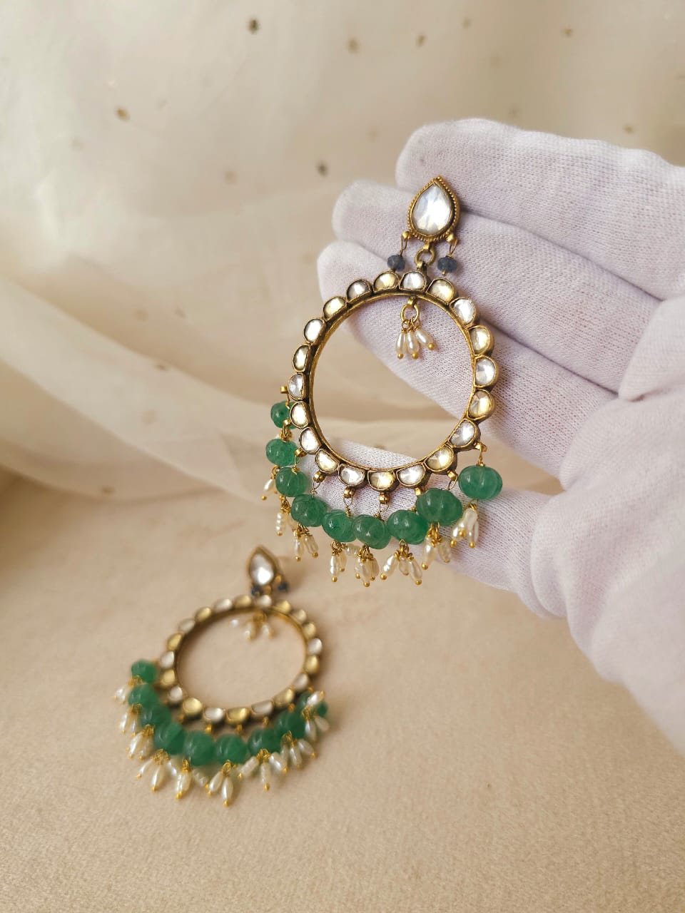 Fern watermelon hoop earrings