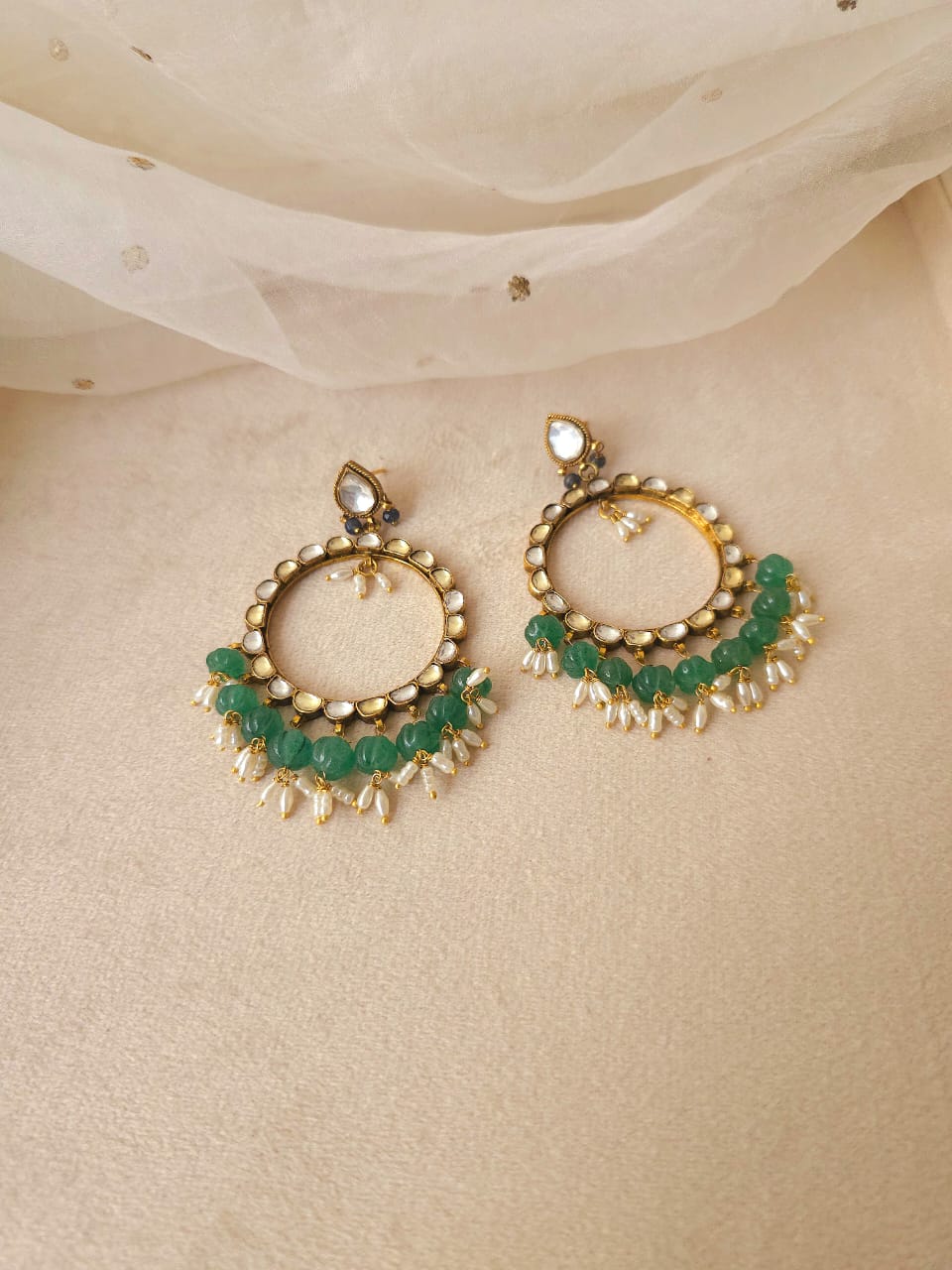 Fern watermelon hoop earrings