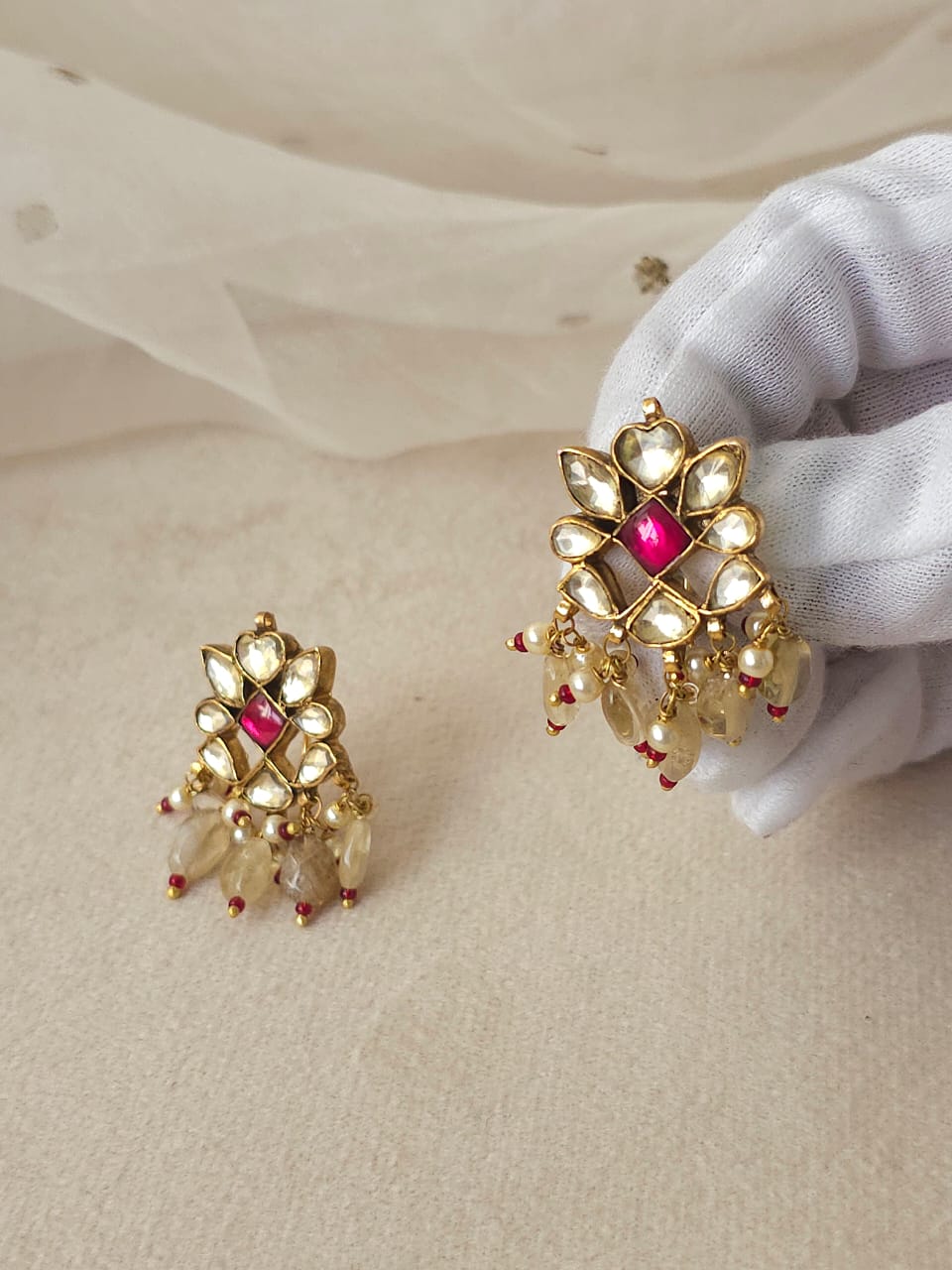 Citrine drops studs