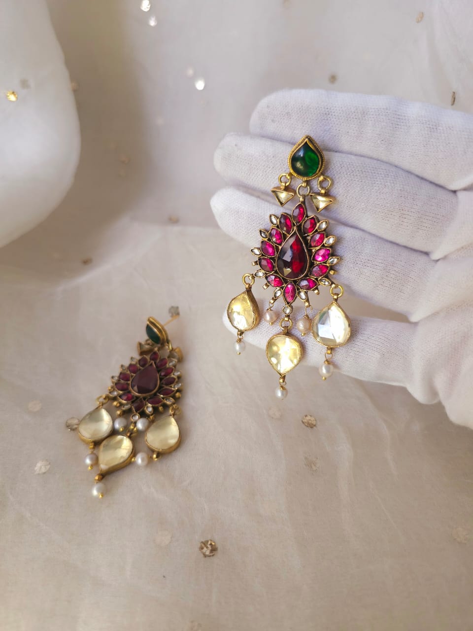 Rhodolite Indus chandelier earrings