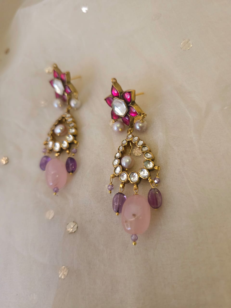 Scarlet lotus amethyst earrings