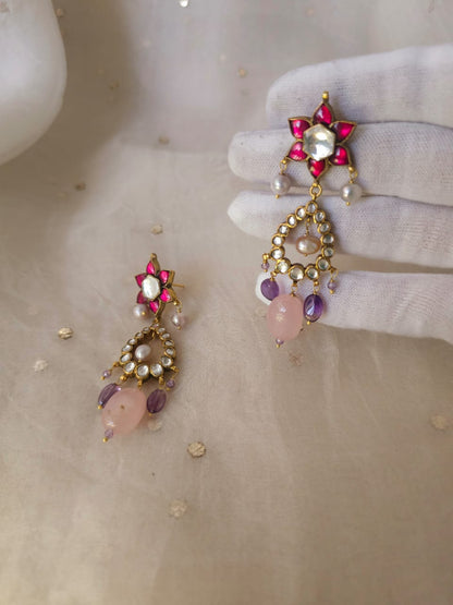 Scarlet lotus amethyst earrings