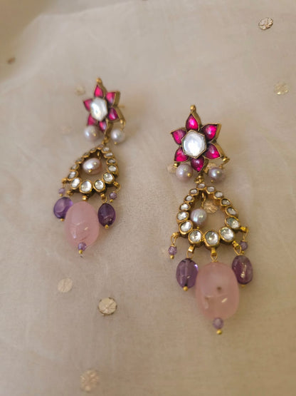 Scarlet lotus amethyst earrings