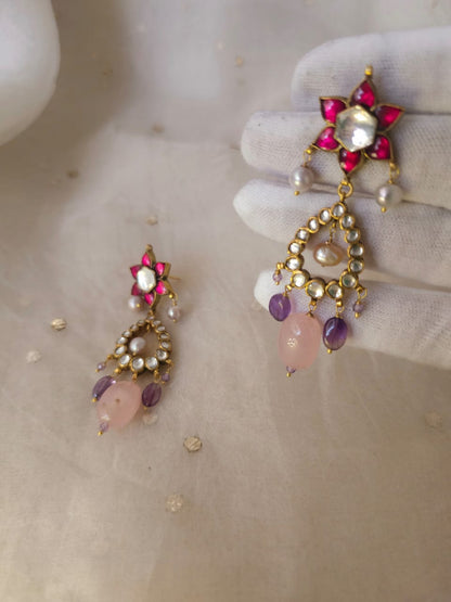 Scarlet lotus amethyst earrings