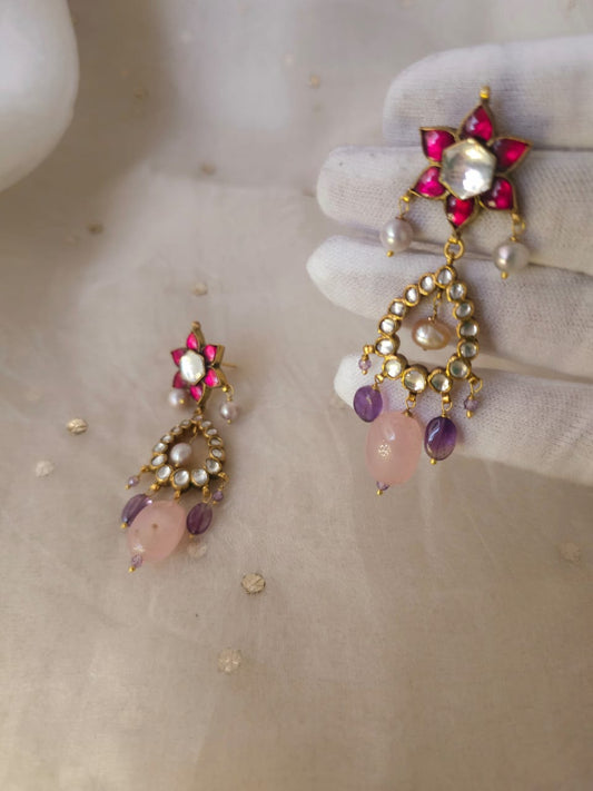 Scarlet lotus amethyst earrings