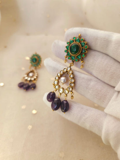 Lucky lunaria amethyst earrings